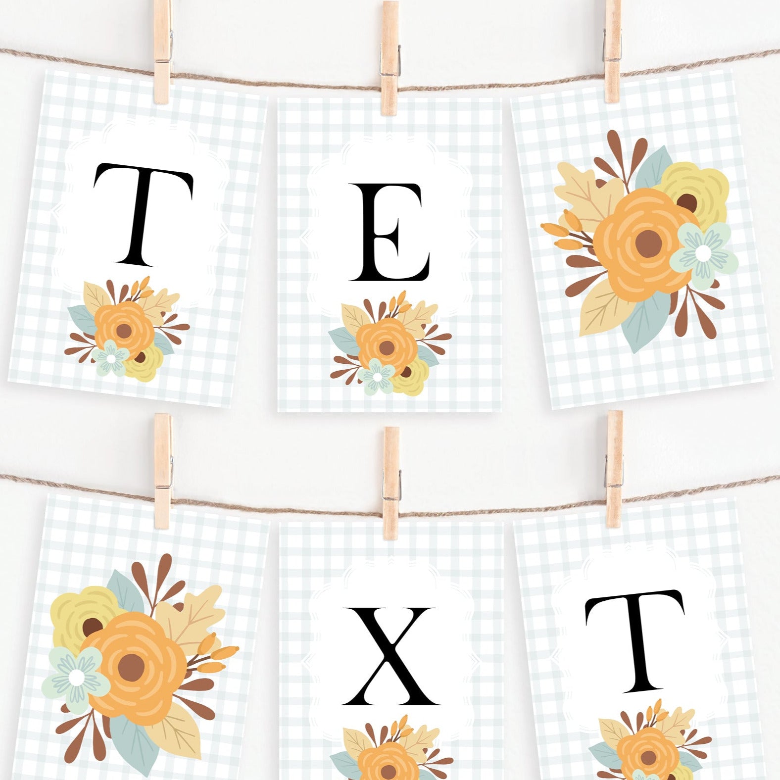 Fall Floral and Plaid Banner - Greengate Images