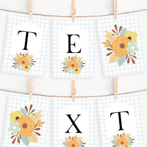 Fall Floral and Plaid Banner