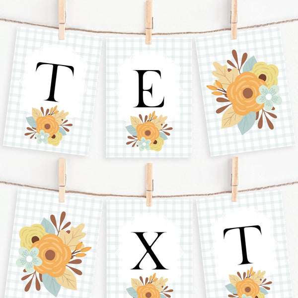 Fall Floral and Plaid Banner - Greengate Images