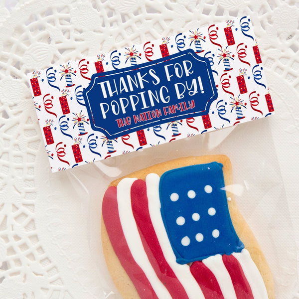 Fireworks Cookie Pouch Topper - "Thanks For Popping By"