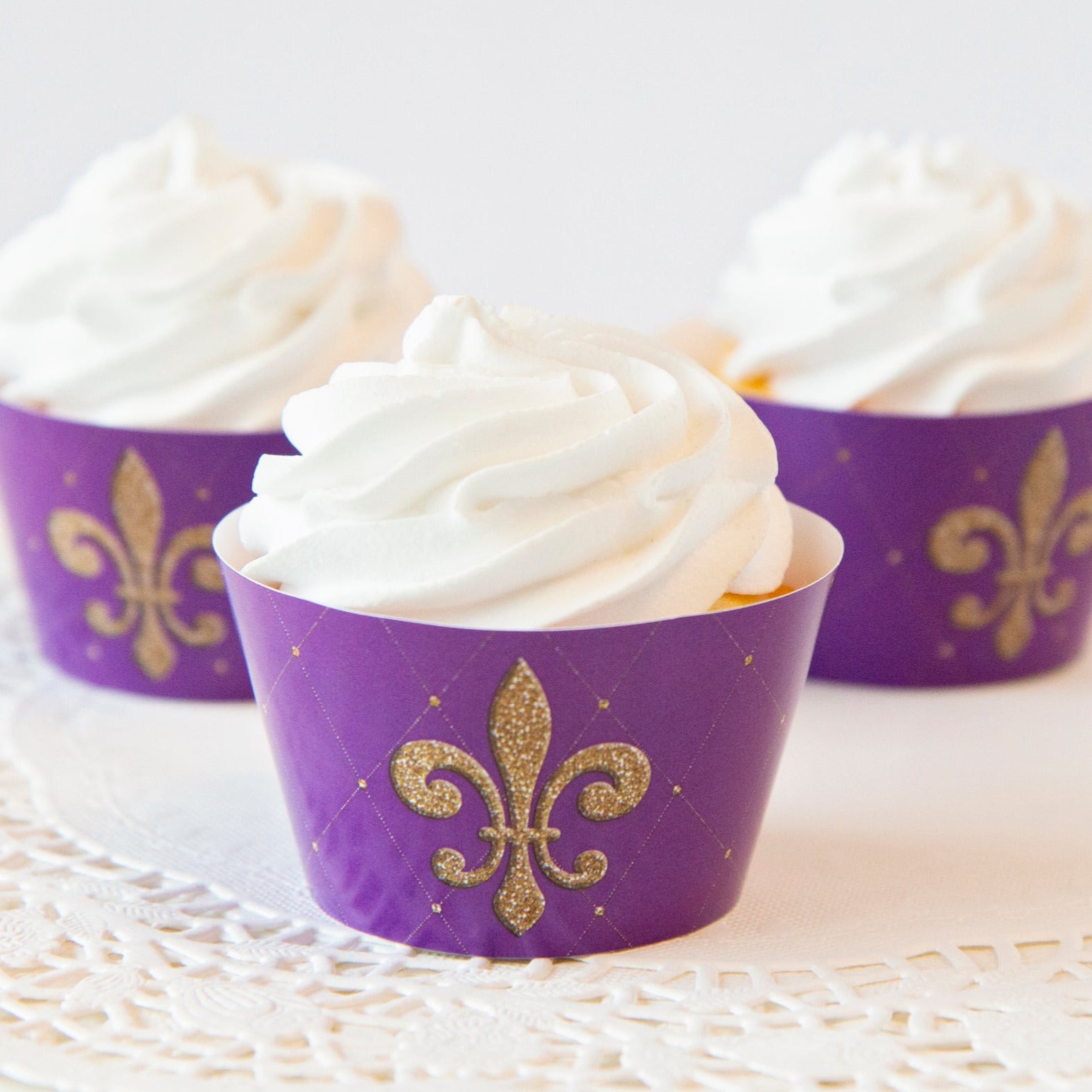 Fleur-de-lis Cupcake Wrapper - Purple