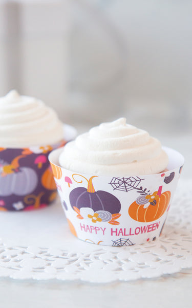 Purple Pumpkins Halloween Cupcake Wrappers