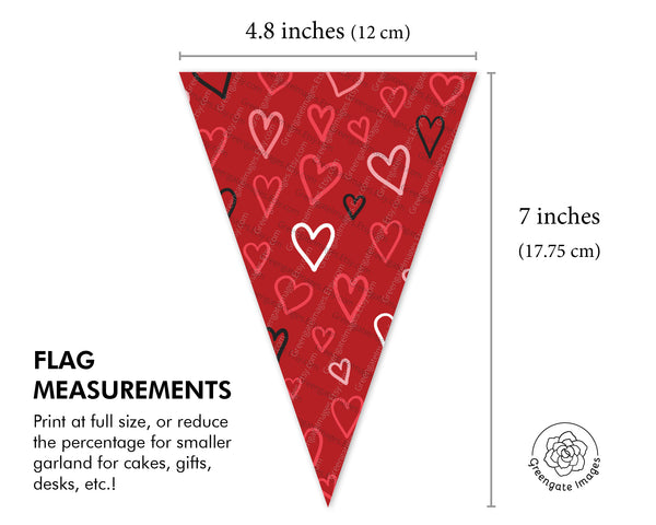 Valentine's Day Bunting - Red Hearts