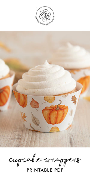 Fall Pumpkin & Leaves Cupcake Wrappers