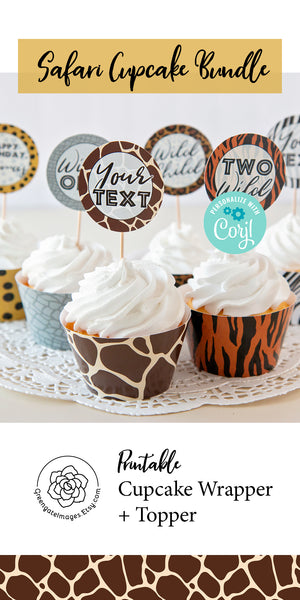 Animal Print Cupcake Wrappers + Toppers - Bundle