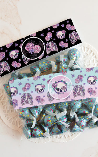 Skull and Rose Halloween Bag Toppers