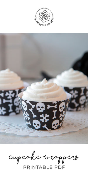 Skulls & Bones Halloween Cupcake Wrappers