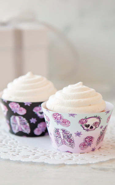 Skulls and Roses Halloween Cupcake Wrappers