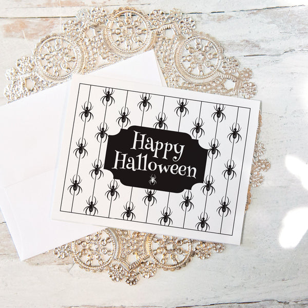 Black and White Spiders A2 Halloween Card