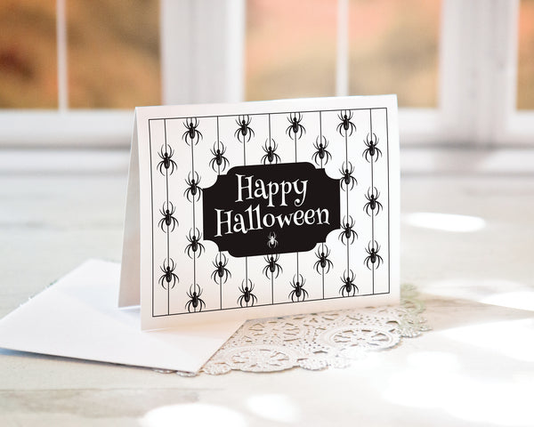 Black and White Spiders A2 Halloween Card
