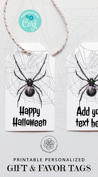 Spider and Web Halloween Gift Tag