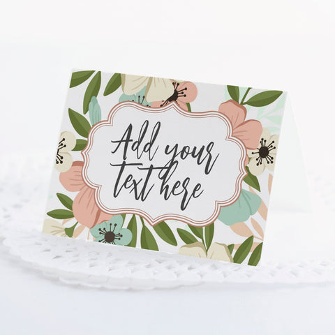 Spring Flowers Place Card - Peach and Mint