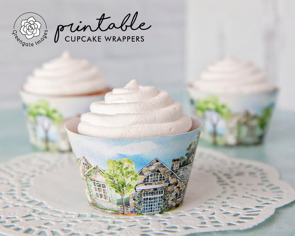 House Cupcake Wrappers - Neighborhood Cottages