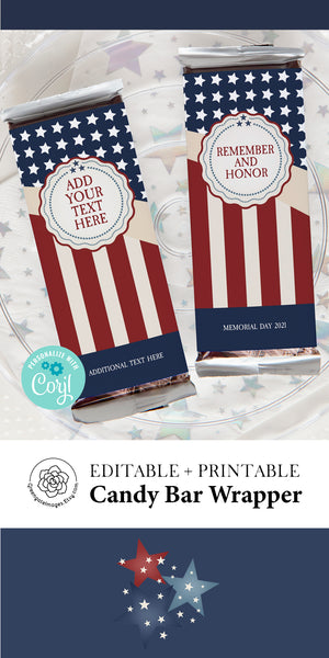 Patriotic Candy Bar Wrapper - Stars and Stripes Americana