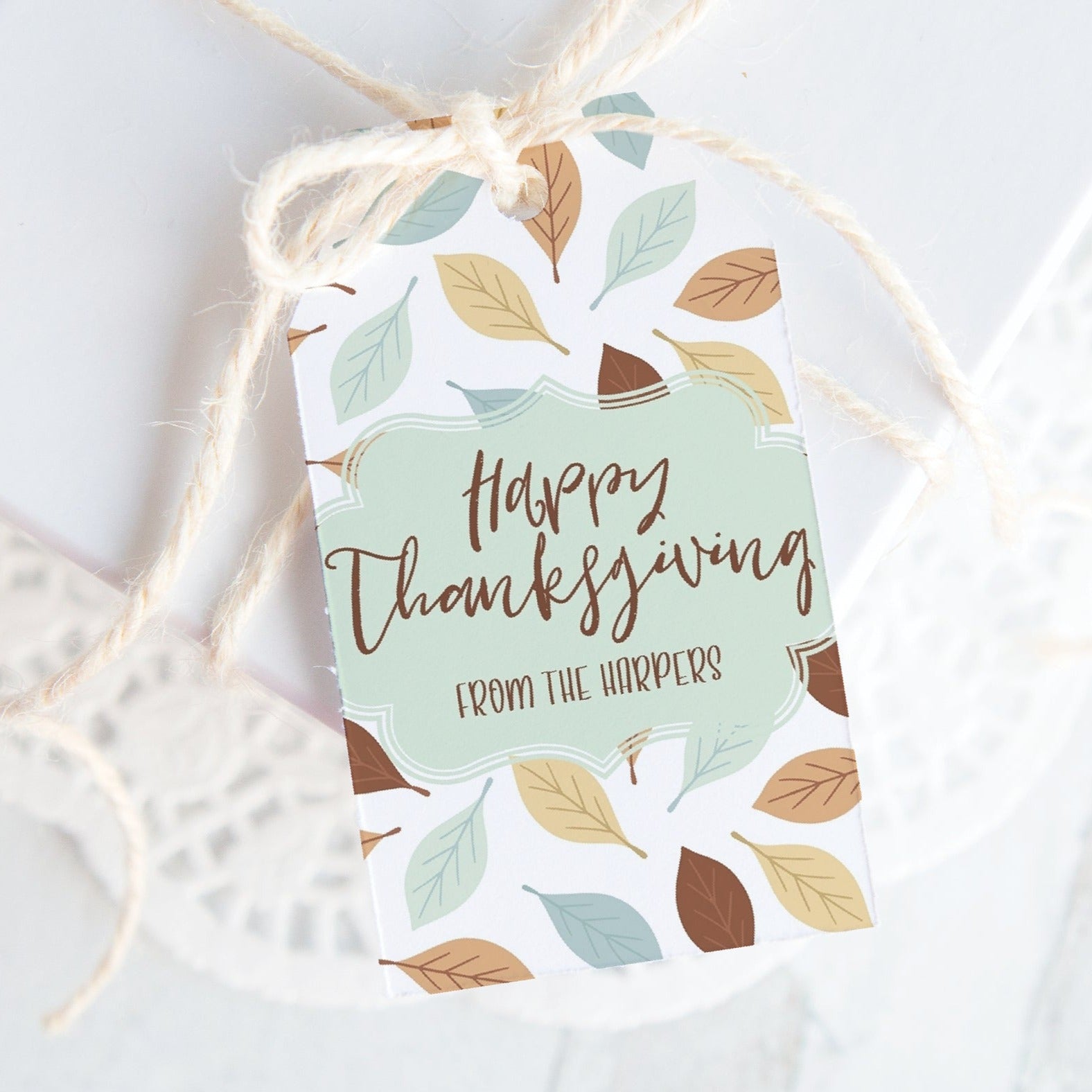 Pastel Fall Leaves Gift Tag