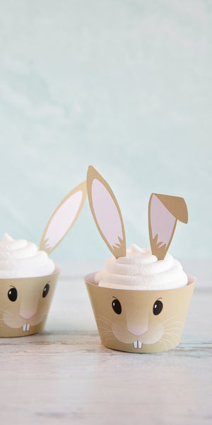 Bunny Cupcake Wrappers + Toppers - Tan