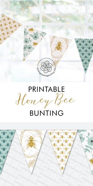 Teal/Gold Honey Bee Bunting Set