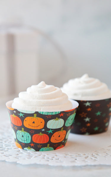 Pumpkins and Stars Halloween Cupcake Wrappers - Greengate Images