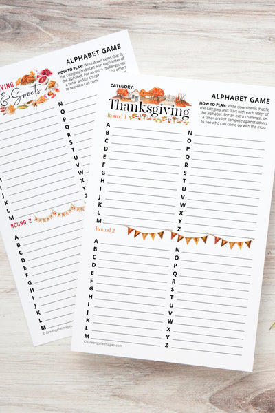 Thanksgiving Alphabet Game 4-Pack