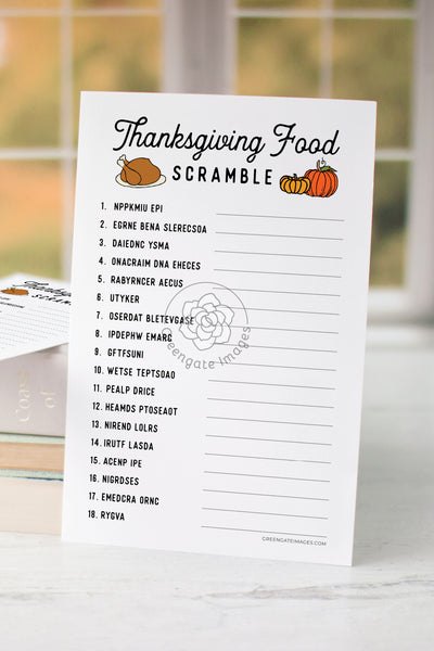 Thanksgiving Food Word Scramble