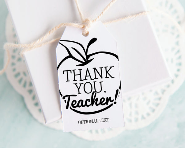 Teacher Gift Tag - Black and White Apple