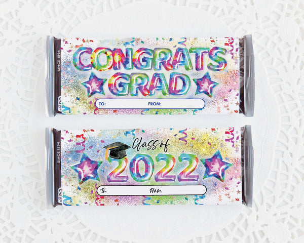 2022 Graduation Candy Bar Wrapper Set - Tie Dye Balloons