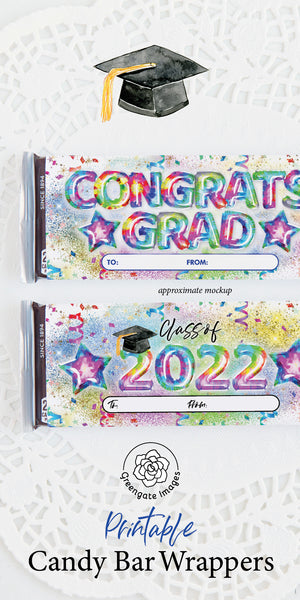 2022 Graduation Candy Bar Wrapper Set - Tie Dye Balloons