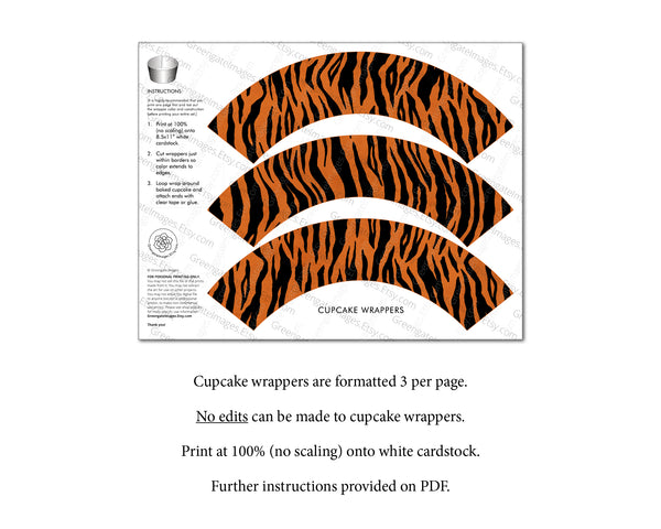 Tiger Print Cupcake Wrappers + Toppers
