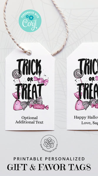 Trick or Treat Gift Tag - Halloween Pink Candy