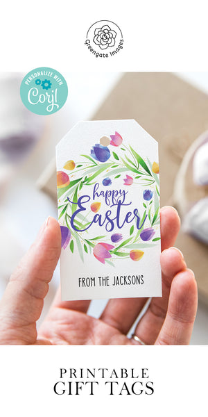 Happy Easter Gift Tags - Tulip Wreath