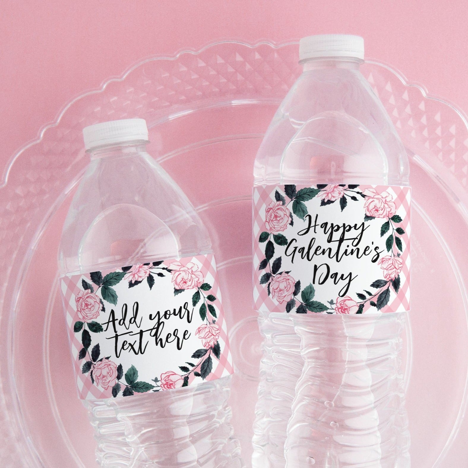 Pink Rose Water Bottle Label