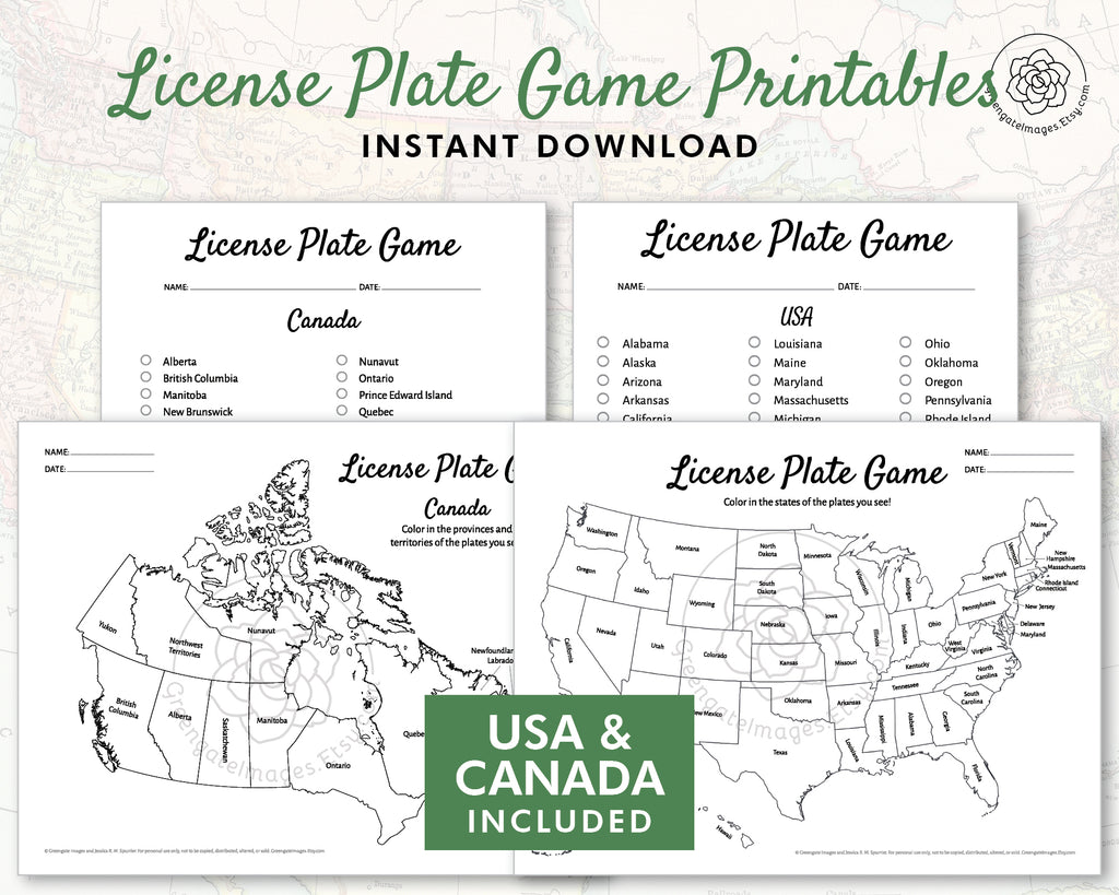 License Plate Game - US & Canada – Greengate Images license-plate-game-us-canada-greengate-images