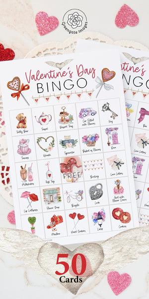 Valentine's Day Bingo - Watercolor
