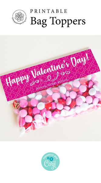 Valentine's Bag Topper Set - 6.5" Hearts in 4 Colors