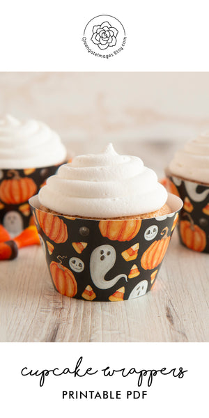 Ghosts and Pumpkins Halloween Cupcake Wrappers