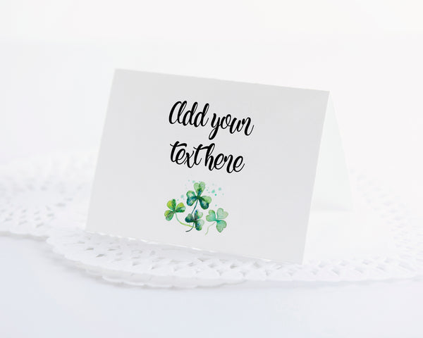 St. Patrick's Day Place Card - Watercolor Shamrocks