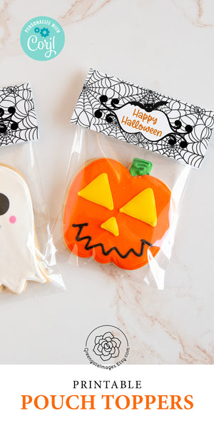 Spider Web Halloween Cookie Pouch Topper