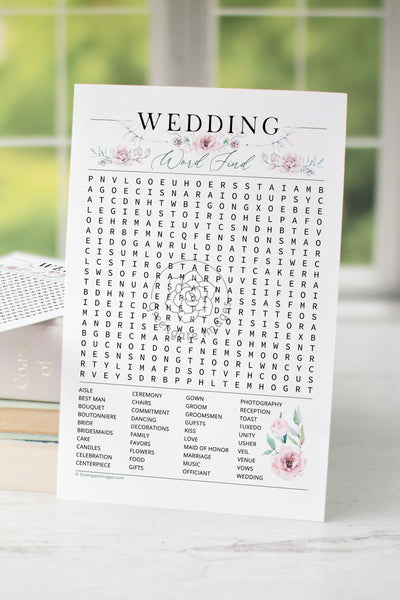 Wedding Word Find - General Greenery and Roses