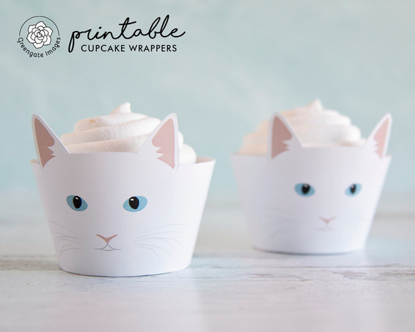 White Cat Cupcake Wrapper