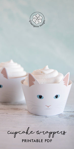 White Cat Cupcake Wrapper