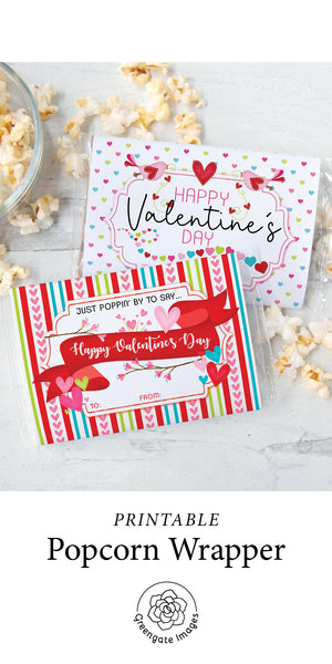 Valentine's Day Popcorn Wrapper Duo - Colorful Hearts and Stripes