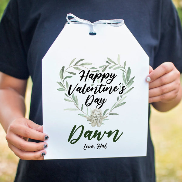 Large Valentine's Day Gift Tag - Greenery Heart and Cupid